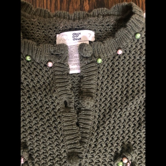Deux par Deux crochet beaded cardigan size 7 - Picture 3 of 7